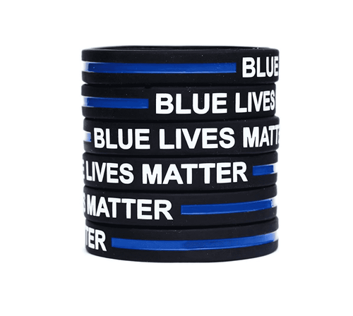 10 Blue Lives Matter Thin Blue Line Silicone Wrist Band Bracelet Wristbands - Support Police and Law Enforcement - Trump Mug