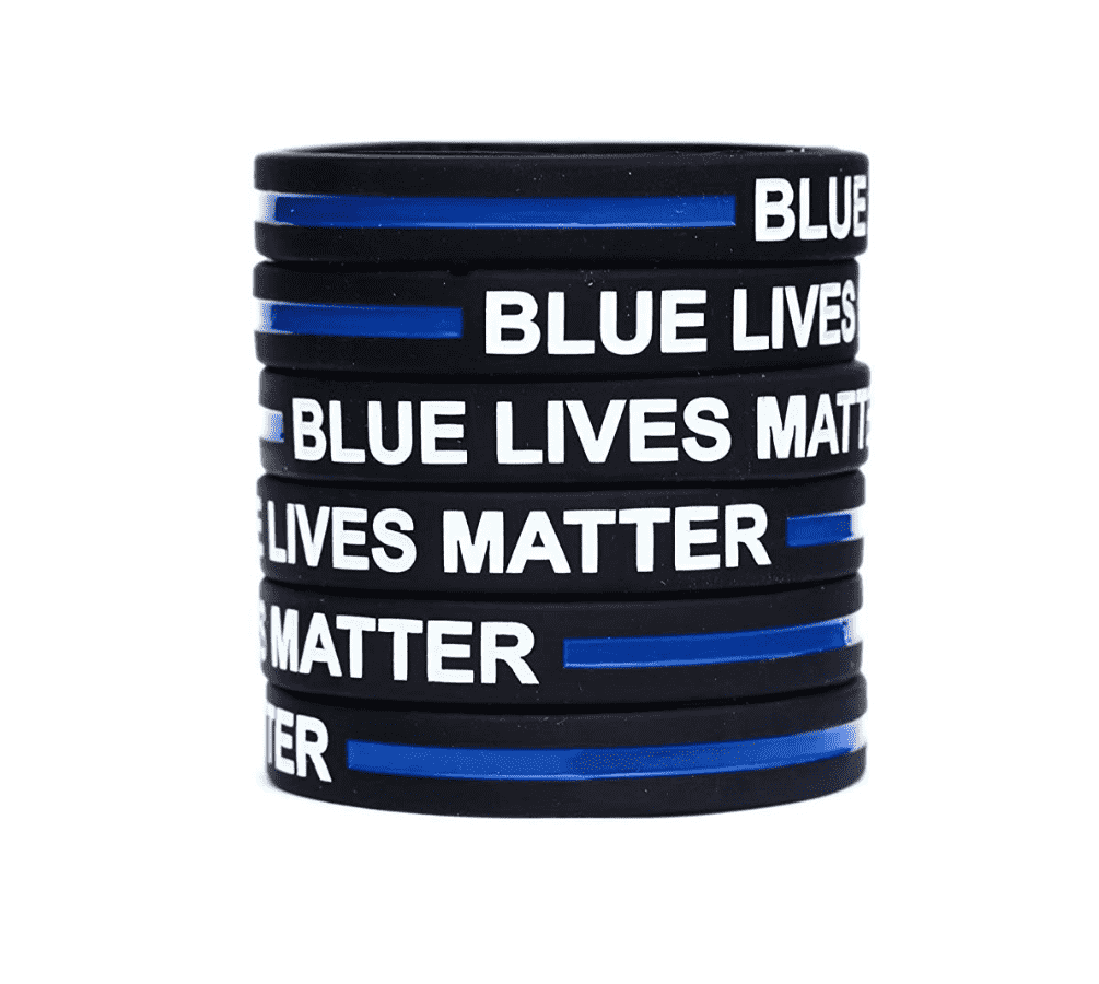 5 Blue Lives Matter Thin Blue Line Silicone Wrist Band Bracelet Wristbands - Support Police and Law Enforcement - Trump Mug