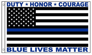Blue Lives Matter USA American Flag Thin Blue Line for Police Law Enforcement 3x5 Feet Banner Flag - Trump Mug