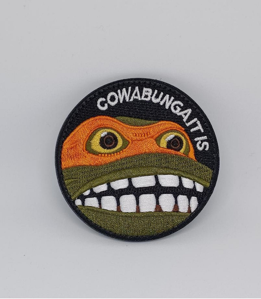 Cowabunga It Is Turtle Meme Embroidered Hook & Loop Funny Morale Patch