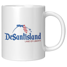 Load image into Gallery viewer, DeSantisland Ron DeSantis Florida Land of Liberty Mug BLUE Text