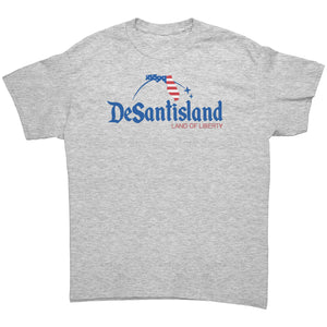 DeSantisland Ron DeSantis Florida Land of Liberty BLUE Text T-Shirt