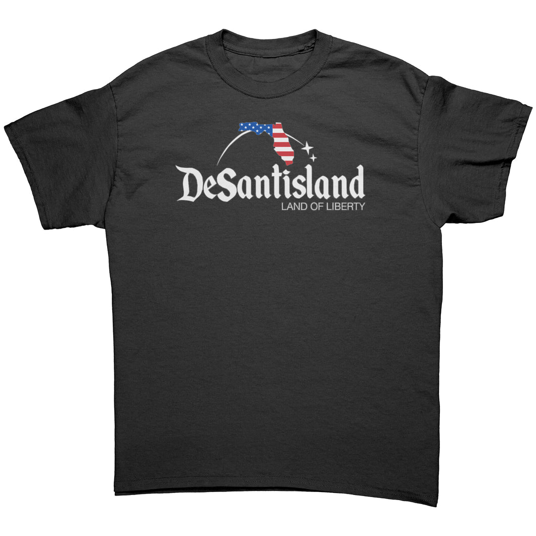 DeSantisland Ron DeSantis Florida Land of Liberty WHITE Text T-Shirt