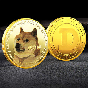 Dogecoin Gold Plated Color Physical Coin Cryptocurrency DOGE Collectible Coin