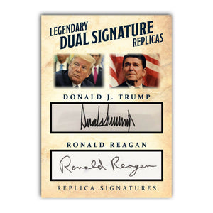 Donald Trump Ronald Reagan President MAGA Replica Signature Autograph Novelty Card