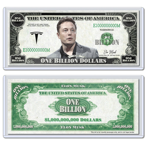 Elon Musk Tesla SpaceX Billion Dollar USA Novelty Bill with Currency Holder