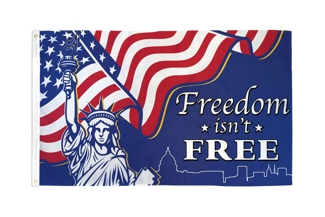 Freedom Isn't Free Statue of Liberty USA 3x5 Feet Patriotic American Banner Flag