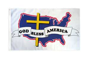 God Bless America Christian Cross USA Patriotic American 3x5 Feet Flag