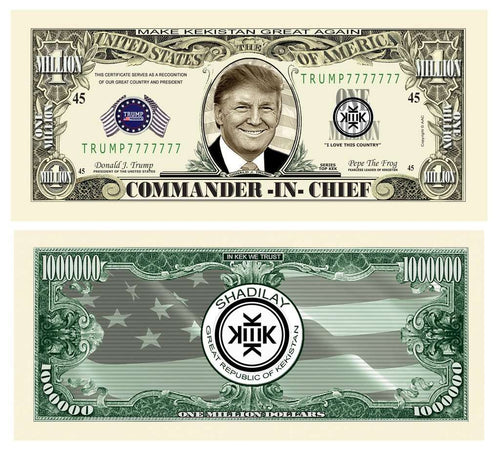 Donald Trump Kek Kekistan MAGA Pepe Frog Million Dollar Bill - Novelty Funny Money Bill with Currency Holder - Trump Mug