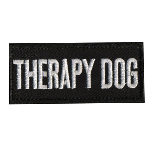 Therapy Dog Text Embroidered Tactical Morale Hook & Loop Pet Patch BLACK