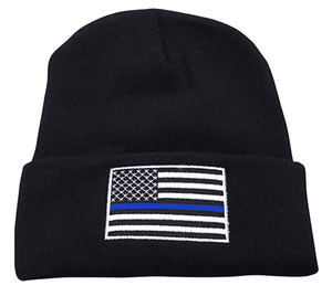 Thin Blue Line USA Flag Knit Skull Cap Hat Beanie Support Police Law Enforcement - Trump Mug