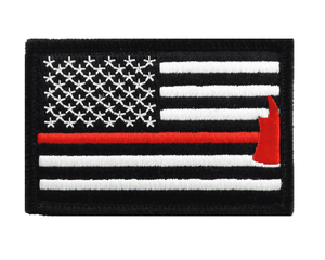 Thin Red Line Axe USA Flag Patch Tactical American Firefighter Emergency Rescue Hook & Loop Patch - Trump Mug