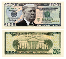 Load image into Gallery viewer, Donald Trump 2024 Re-Election Dollar Bill with Currency Holder