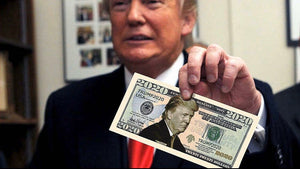 Donald Trump 2020 Presidential Dollar Bill with Currency Holder - Trump Mug