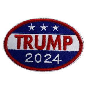 Trump 2024 Oval Red White Blue Embroidered MAGA Hook and Loop Patch