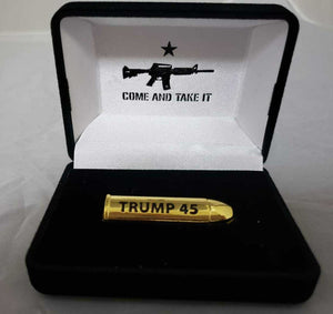 Trump 45 Cartridge (Come and Take It - Gold) and Display Case