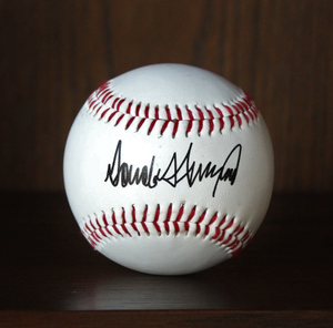 Donald Trump Facsimile Signature Autograph Signed Baseball with Holder