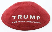Load image into Gallery viewer, Trump MAGA Make America Great Again Red Suede Yarmulke Kippah - Trump Mug