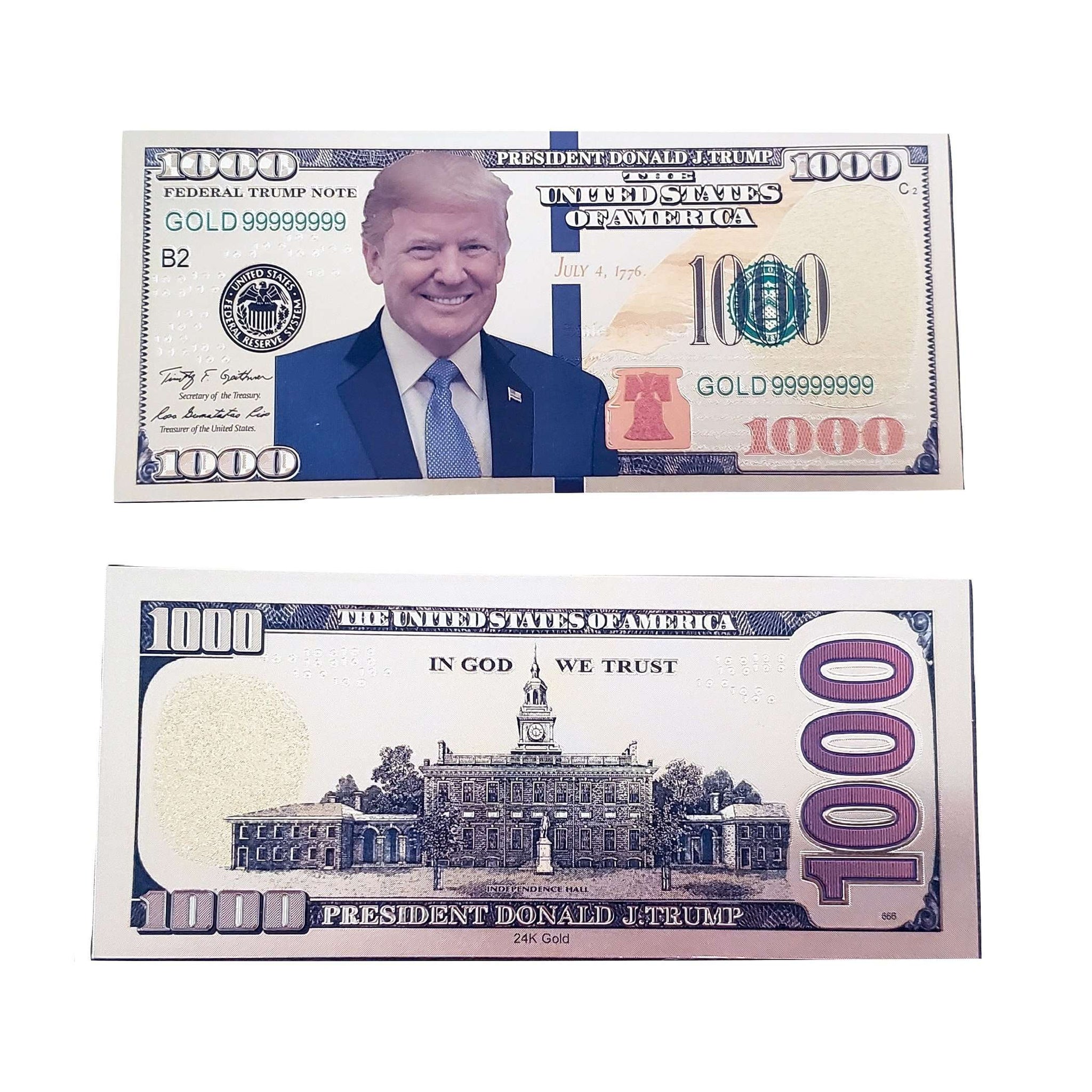 Gold Foil Donald Trump Presidential $1000 Dollar Bill– Trump Mug