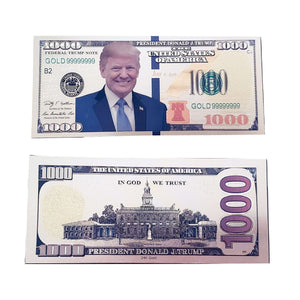Gold Foil Donald Trump Presidential $1000 Dollar Bill with Currency Holder - Trump Mug