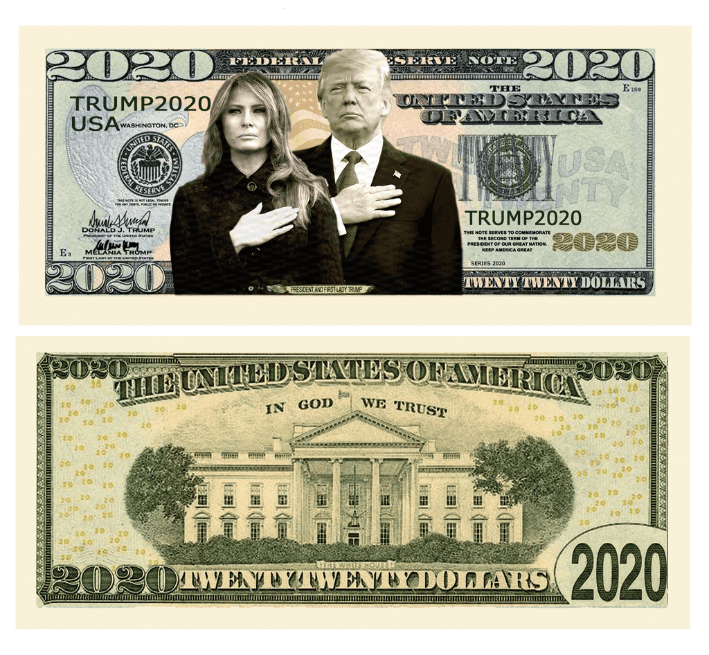 Donald Trump Melania 2020 First Couple Presidential Dollar Bill with Currency Holder - Trump Mug