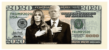 Load image into Gallery viewer, Donald Trump Melania 2020 First Couple Presidential Dollar Bill with Currency Holder - Trump Mug