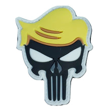 Load image into Gallery viewer, Donald Trump Hair Punisher Skull Glow in the Dark Hook &amp; Loop Patch - Trump Mug