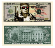 Load image into Gallery viewer, Trumpinator Donald Trump 2024 President Dollar Bill with Currency Holder