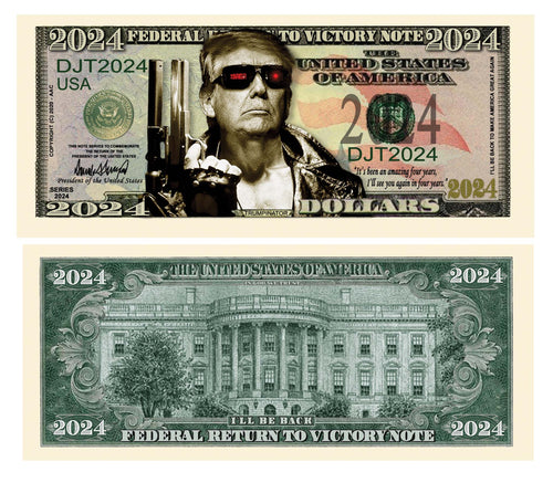 Trumpinator Donald Trump 2024 President Dollar Bill with Currency Holder