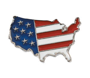 USA Country Shape Flag Metal Lapel Pin