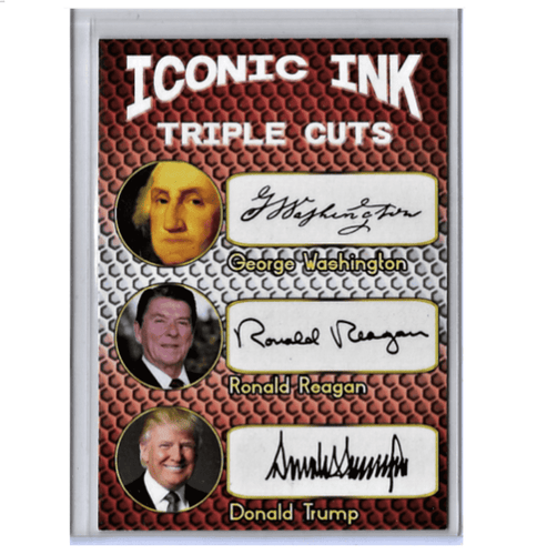 Trump Reagan Washington Facsimile Signature Presidential Autograph Card - Trump Mug