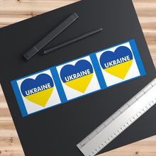 Load image into Gallery viewer, I Love Ukraine Heart Bumper Sticker (3&quot; x 11.5&quot;)