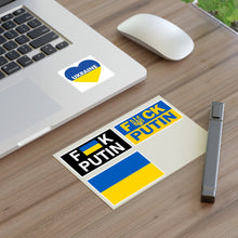 Load image into Gallery viewer, Support Ukraine F Putin Sticker Sheet (Four Different 1.5&quot;x2.5&quot; Stickers)