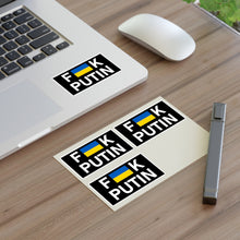 Load image into Gallery viewer, F Putin Ukraine Black Sticker Sheet (Four 1.5&quot;x2.5&quot; Stickers)